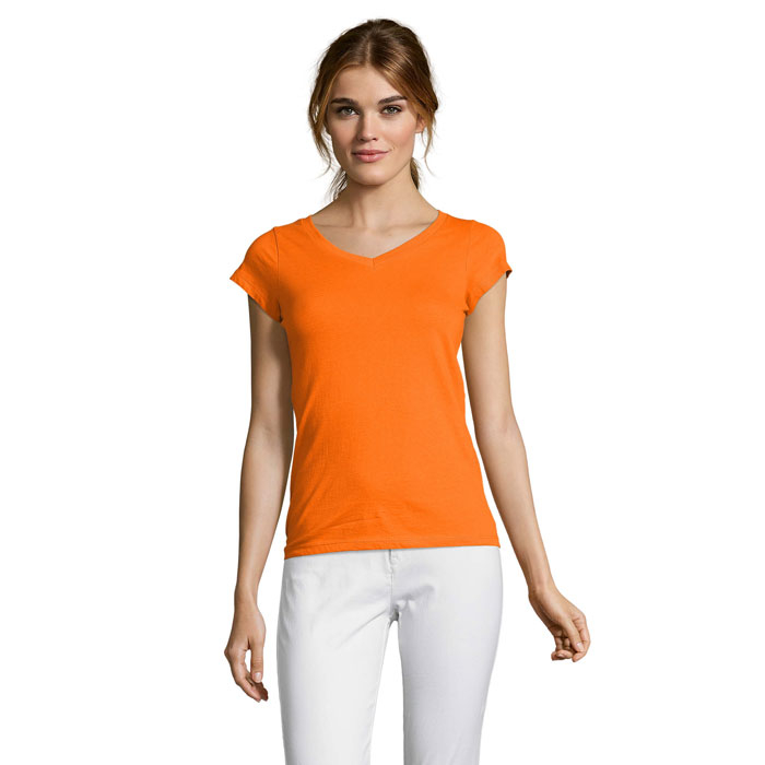 T-shirt personnalisable femme col V 150g Moon Orange 1